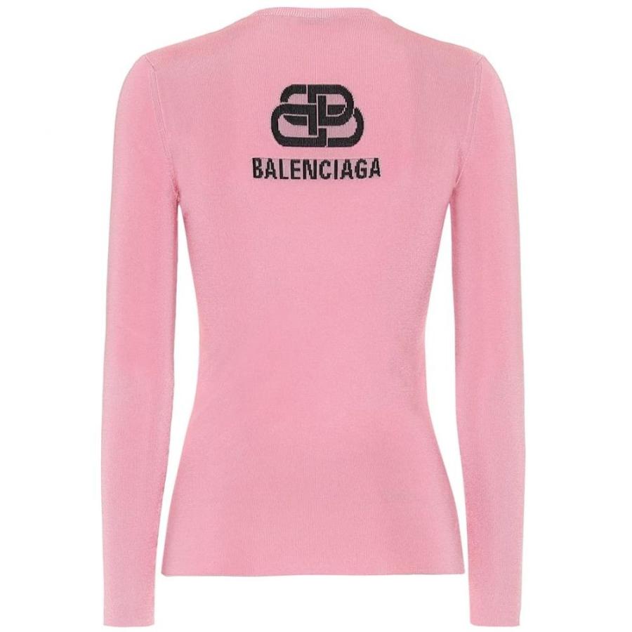 バレンシアガ Balenciaga レディース ニット セーター トップス Logo Intarsia Sweater Pink Csr Starapazova Org