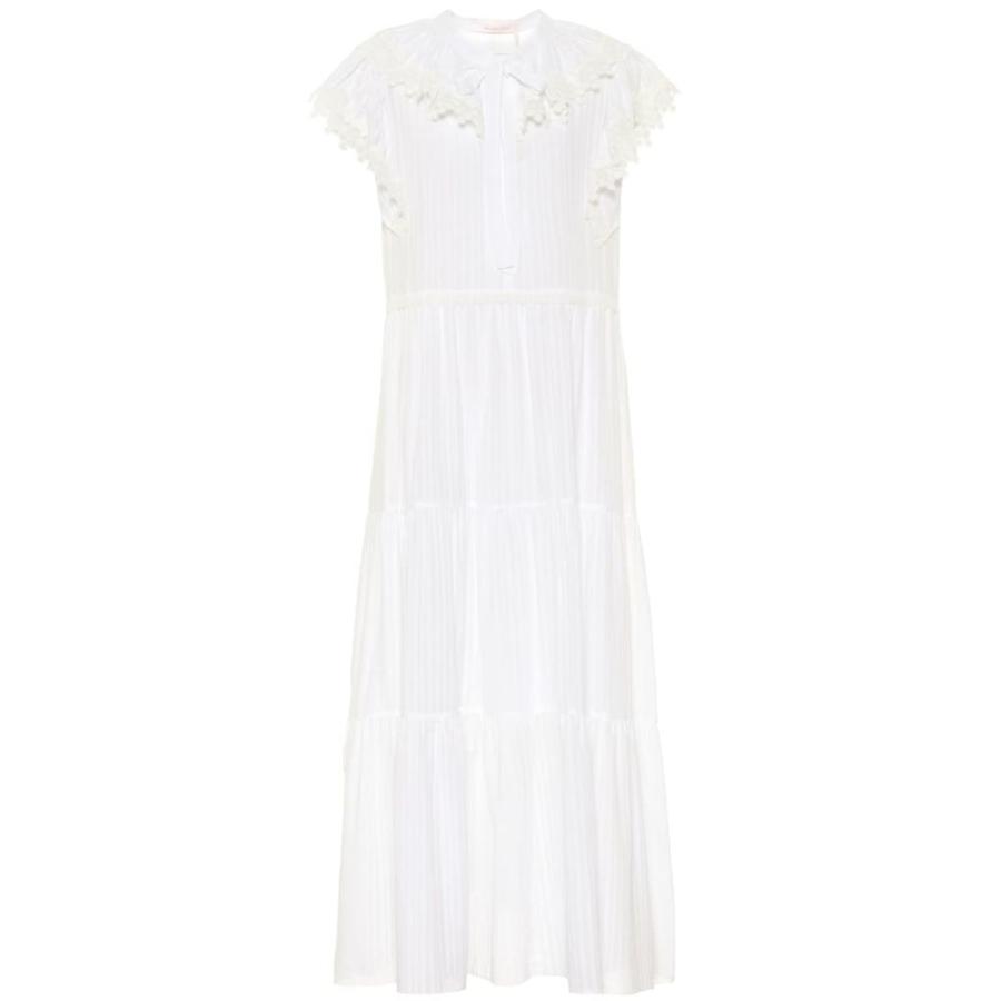 即納最大半額 クロエ See By Chloe レディース ワンピース ミドル丈 ワンピース ドレス Cotton Voile Midi Dress White 超歓迎 Www Doctor Plan Com
