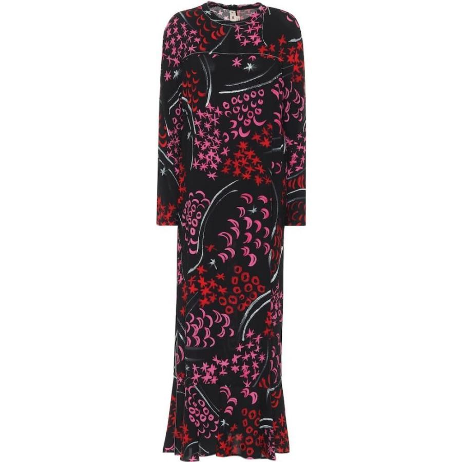 半額 ワンピース レディース Marni マルニ ワンピース ドレス レディース ワンピース マルニ Marni ミドル丈 Black Dress Midi Crepe Printed ワンピース ドレス ワンピース チュニック