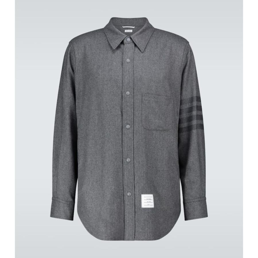 トム ブラウン Thom Browne メンズ ジャケット シャツジャケット アウター 4-Bar Striped Overshirt Med Grey