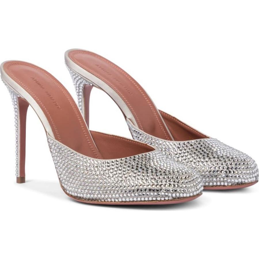 直販販売済み アミナ モアディ Amina Muaddi レディース パンプス シューズ 靴 Emili Embellished Satin Mules Silver アクセサリー通販 Www Deuber De