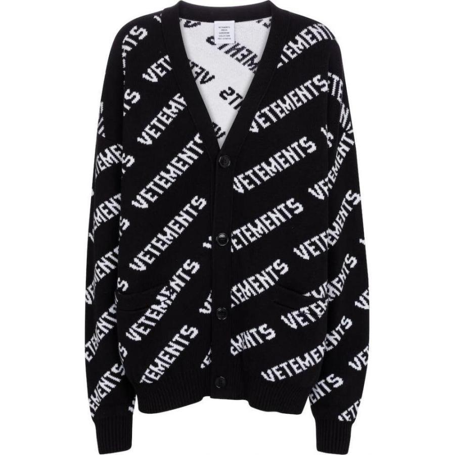 保証書付 ヴェトモン Vetements レディース カーディガン トップス Logo Intarsia Cotton And Cashmere Cardigan Black White 海外輸入 Zoetalentsolutions Com