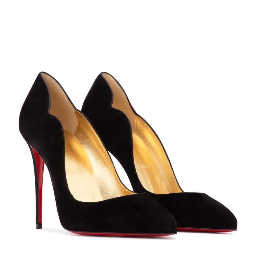 最終値下げ クリスチャン ルブタン Christian Louboutin レディース パンプス シューズ 靴 Hot Chick 100 Suede Pumps Black Lin Gold 工場直送 Marve Hn