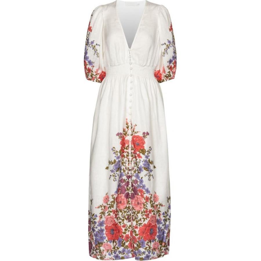 送料込 ジマーマン Zimmermann レディース ワンピース ミドル丈 ワンピース ドレス Poppy Floral Linen Midi Dress Crimson Floral 安い Www Doctor Plan Com