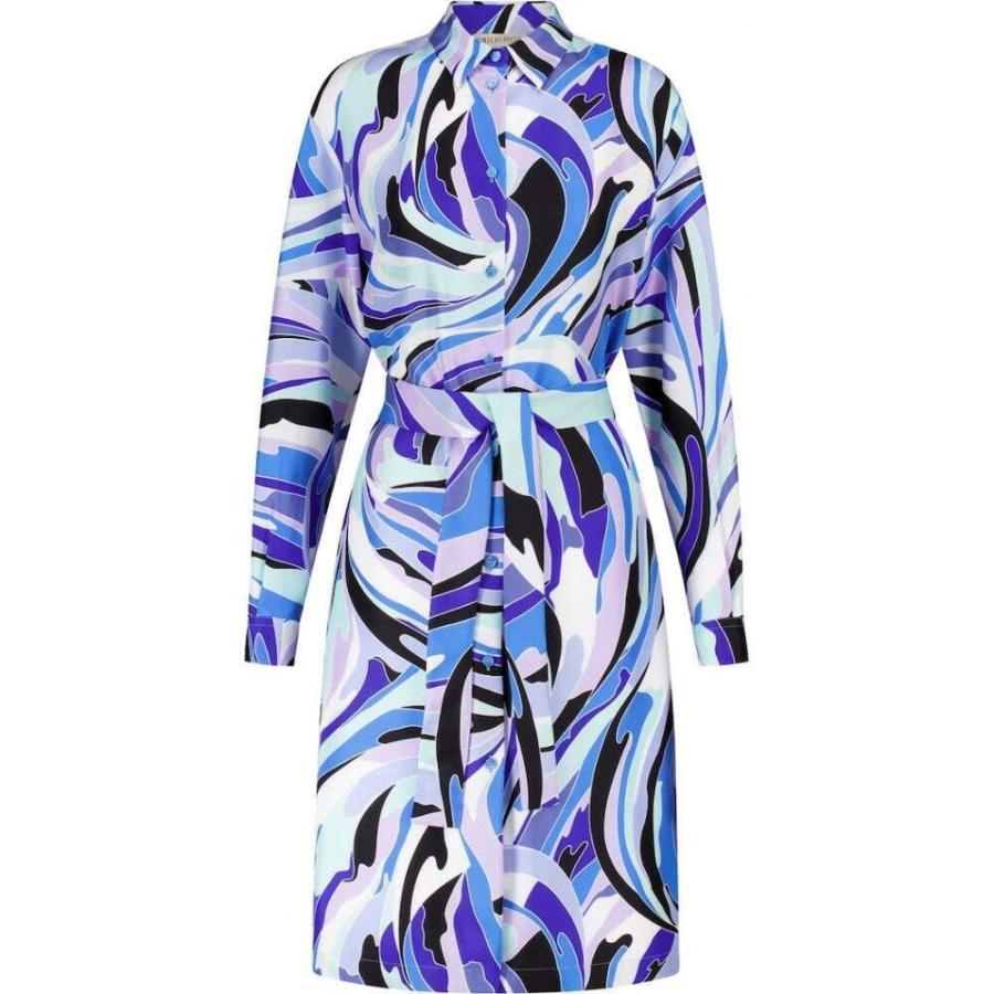 数量は多 エミリオ プッチ Emilio Pucci レディース ワンピース シャツワンピース ワンピース ドレス Printed Silk Shirt Dress Vetrate Cobalto 大注目 Www Ladislexia Net