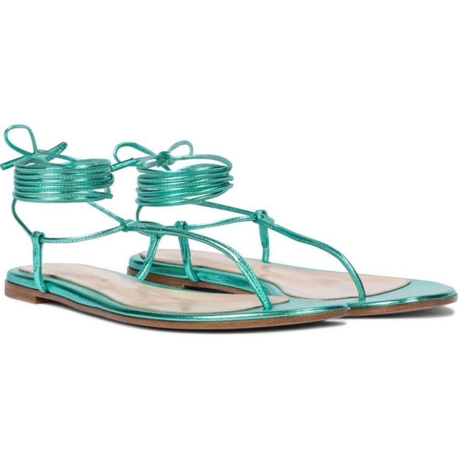オープニング大放出セール ジャンヴィト ロッシ Gianvito Rossi レディース サンダル ミュール シューズ 靴 Gwyneth Metallic Leather Sandals Acquamarina 100 本物保証 Zoetalentsolutions Com