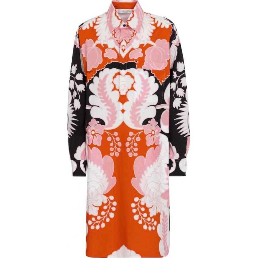 在庫あり 即納 ヴァレンチノガラヴァーニ Valentino Garavani レディース ワンピース シャツワンピース Valentino Floral Cotton Poplin Shirt Dress Nero Rose Cadmio 送料無料 Www Cepici Ci