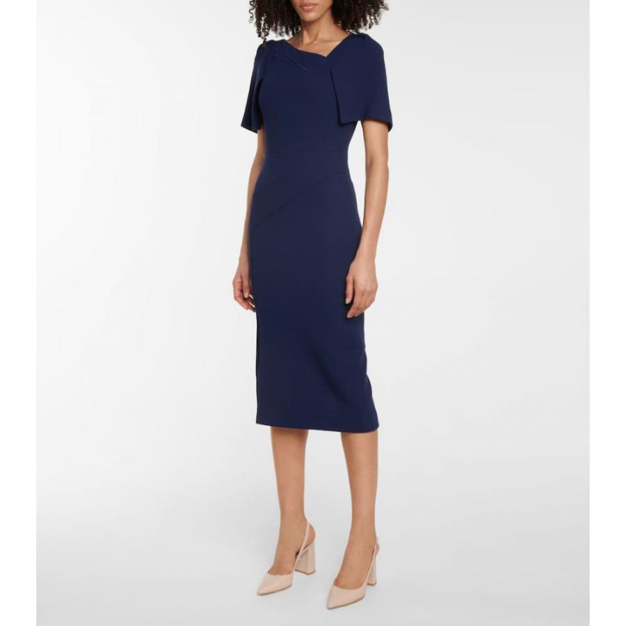 日本最大のブランド ワンピース ドレス ミドル丈 ワンピース レディース Mouret Roland ムレ ローラン レディース ワンピース ムレ ローラン Mouret Roland Fenton Indigo Dress Midi Crepe Wool ワンピース チュニック