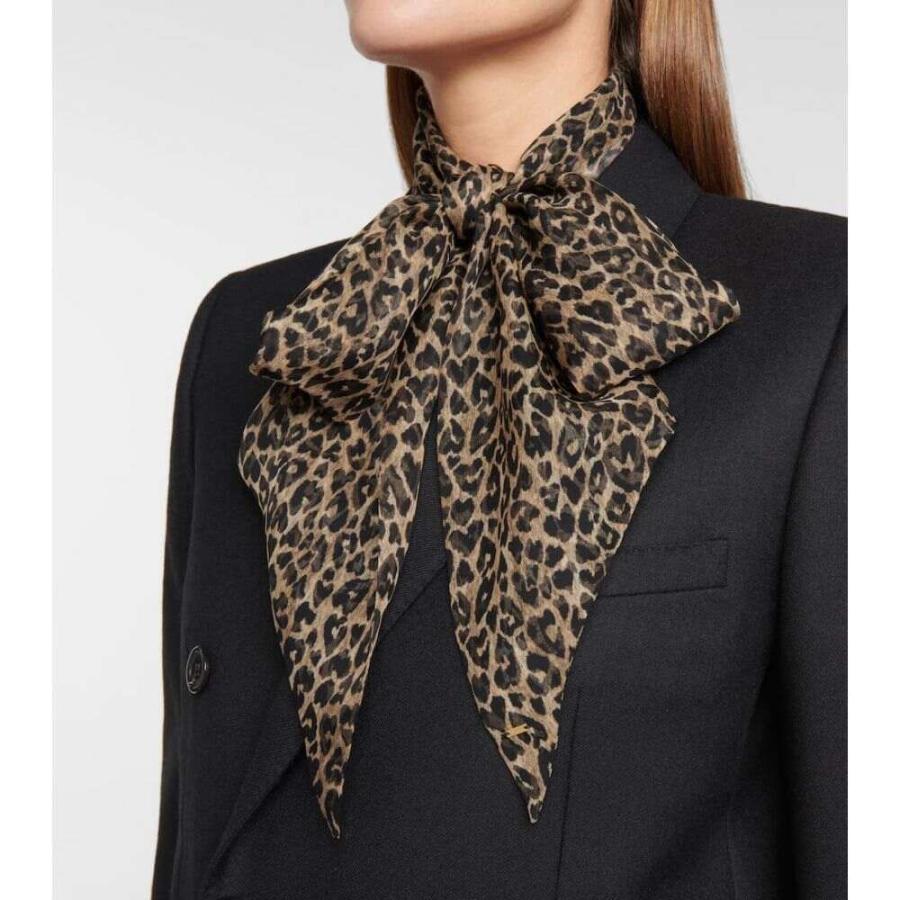 サンローラン Saint Laurent レディース マフラー・スカーフ・ストール Leopard-print silk muslin scarf  Beige/Black