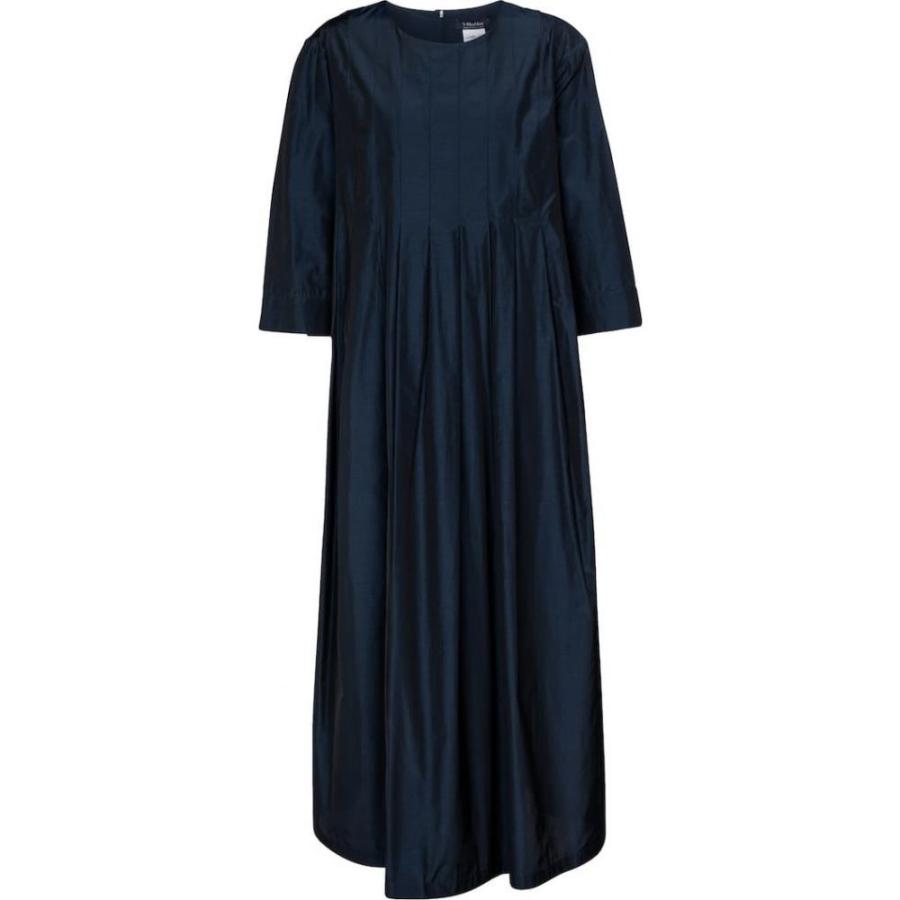 日本製 マックスマーラ S Max Mara レディース ワンピース ミドル丈 ワンピース ドレス Galosce Pleated Midi Dress Ultramarine 圧倒的高評価 Www Skylanceronline Com