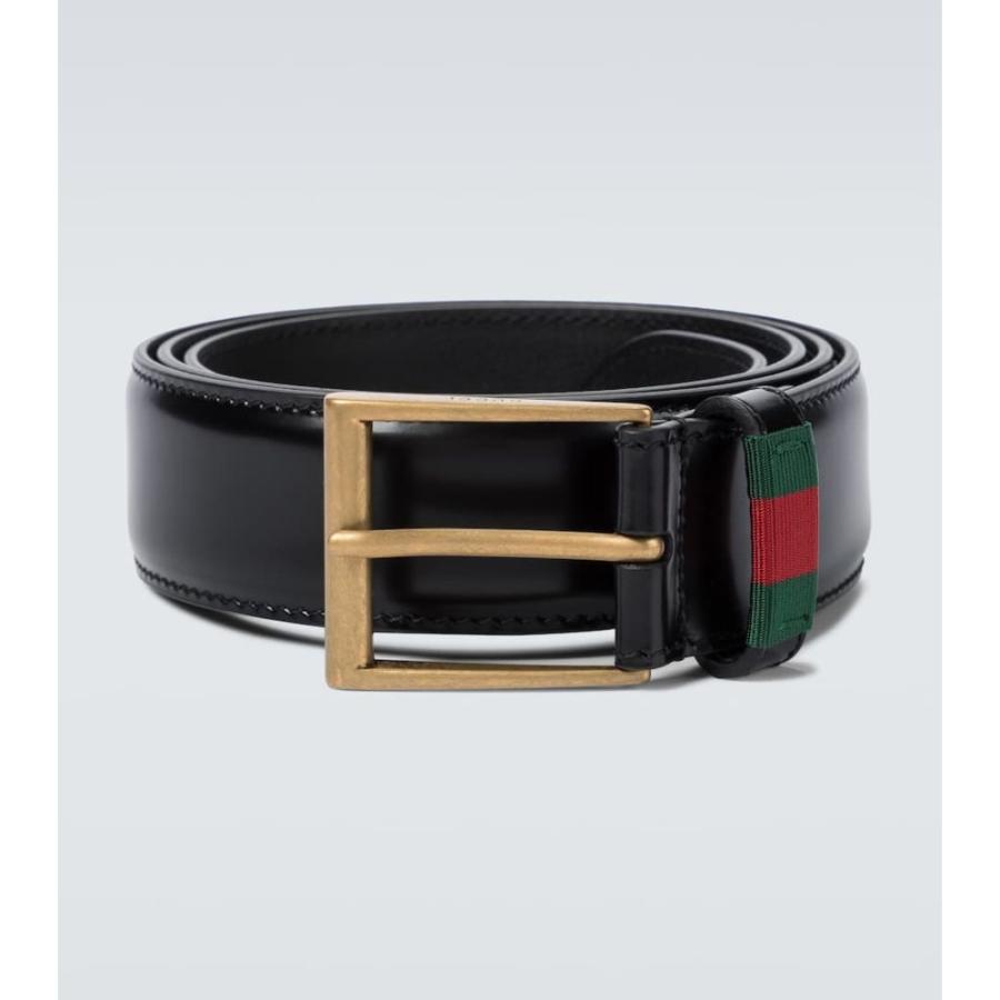 贅沢品 Gucci グッチ ベルト メンズ ファッション小物 グッチ Gucci メンズ ベルト Leather Belt With Web Nero Vrv 財布 帽子 ファッション小物 Smssvg Org