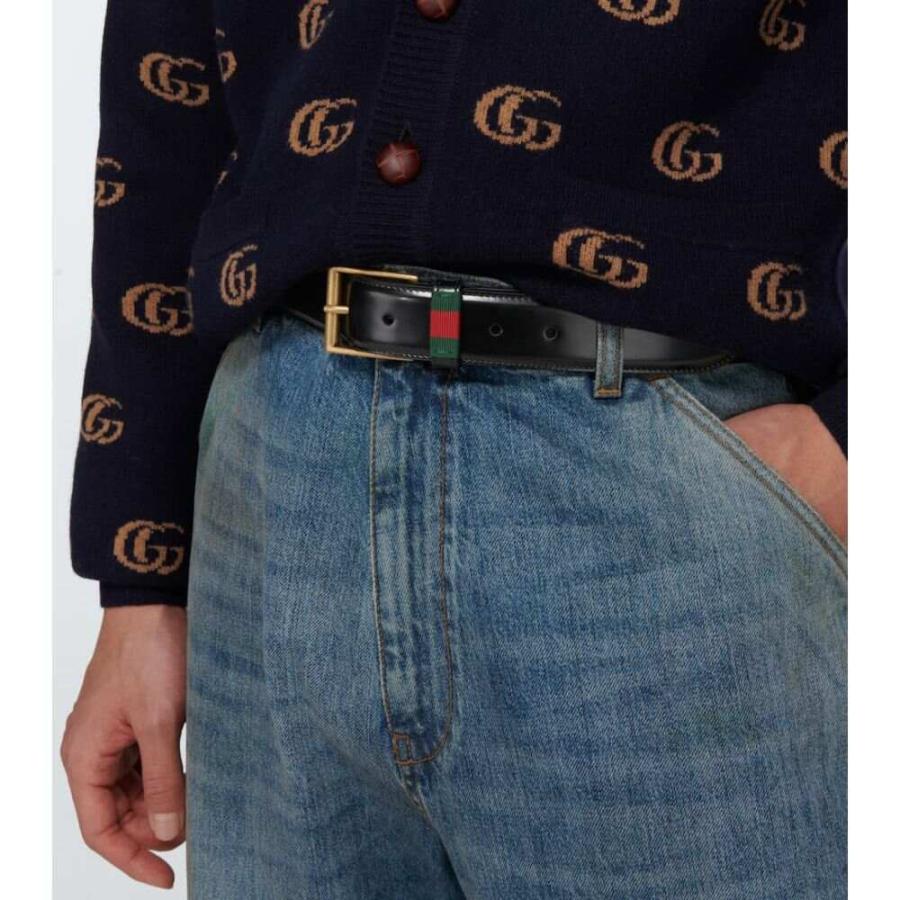 激安本物 Gucci グッチ ベルト メンズ ファッション小物 グッチ Gucci メンズ ベルト Leather Belt With Web Nero Vrv 財布 帽子 ファッション小物 Smssvg Org