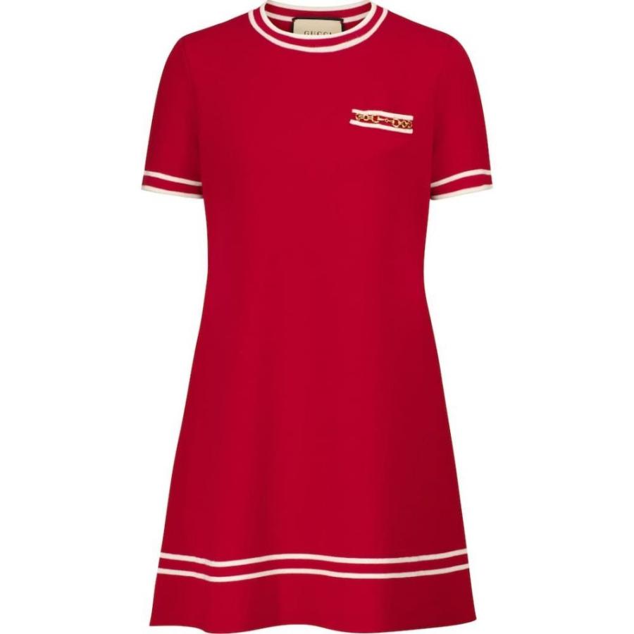 超目玉 グッチ Gucci レディース ワンピース ミニ丈 ワンピース ドレス Wool Minidress Red Ivory Mix 絶対的存在へ 手放せない極上 Kpiss Fm