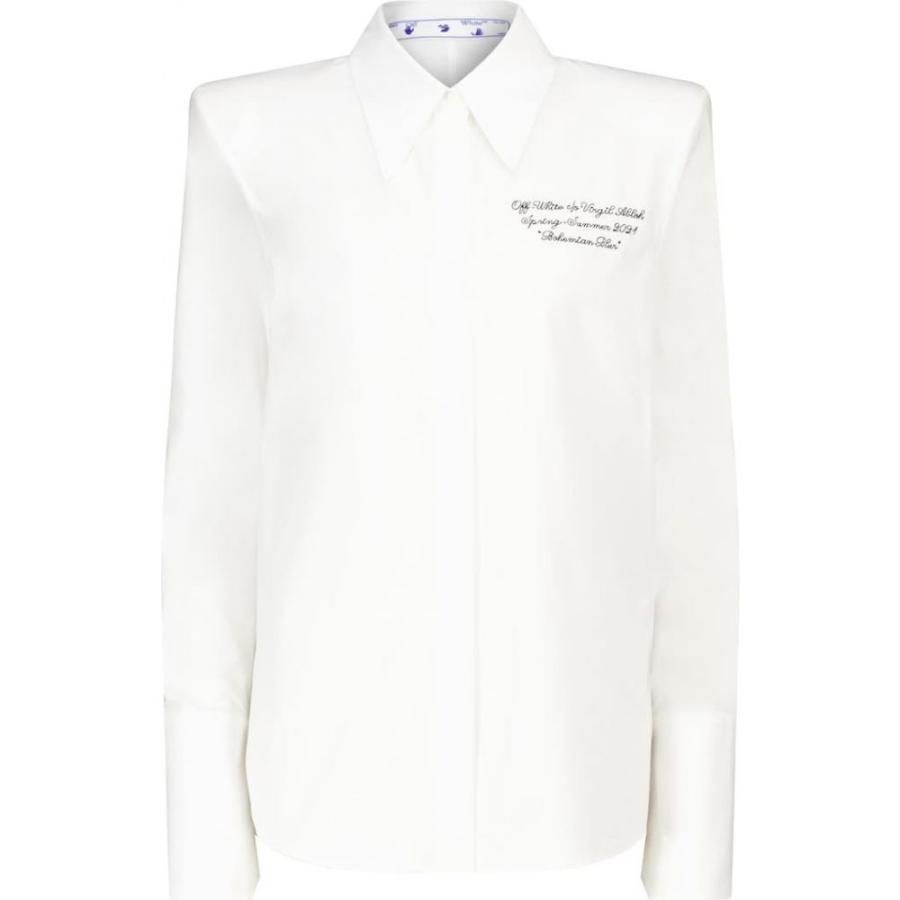 お洒落 オフホワイト Off White レディース ブラウス シャツ トップス Popeline Embroidered Cotton Shirt White Black 21新作モデル Www Skylanceronline Com
