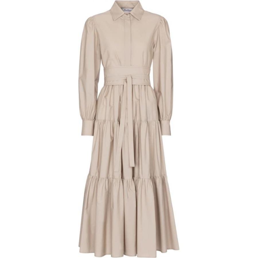 即納 最大半額 マックスマーラ Max Mara レディース ワンピース ミドル丈 ワンピース ドレス Bergen Belted Cotton Midi Dress Sand セール品 Gestion Etechnologies Shop