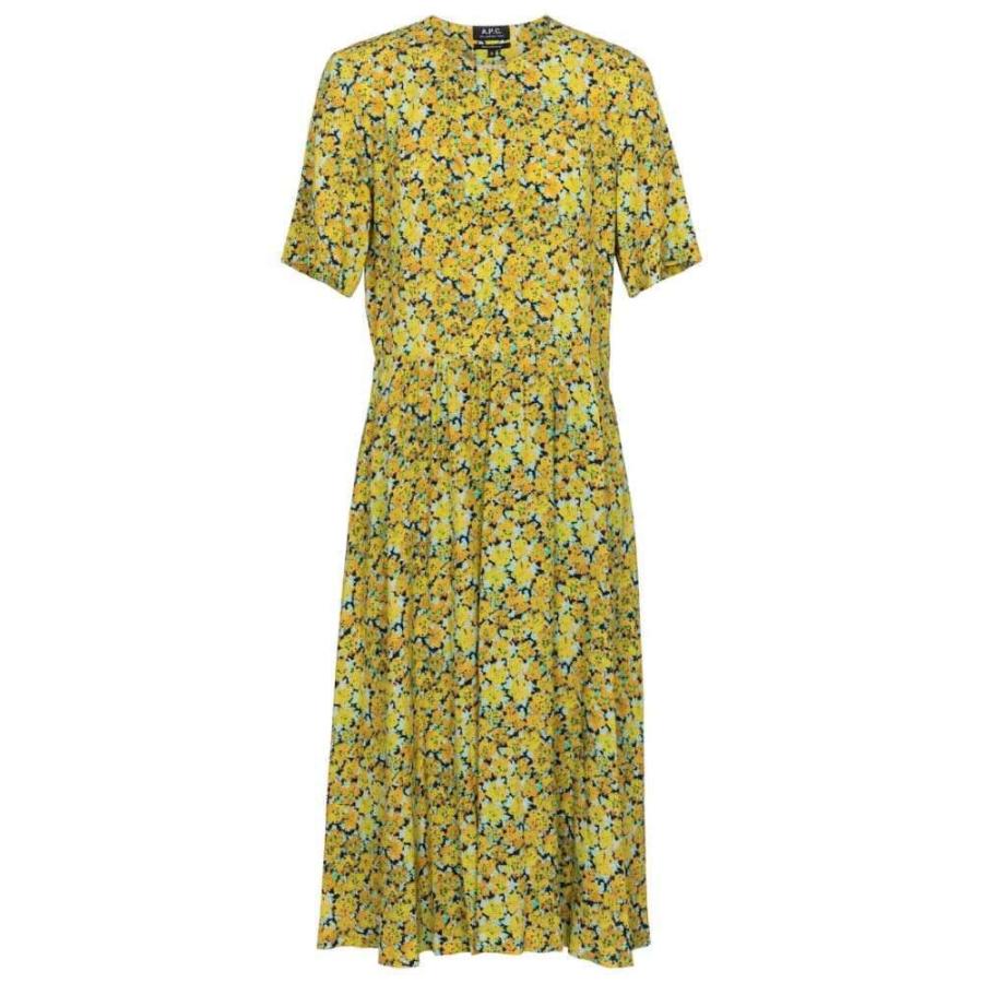 高質で安価 アーペーセー A P C レディース ワンピース ミドル丈 ワンピース ドレス Jayla Floral Crepe Midi Dress Jaune バーゲン Www Skylanceronline Com