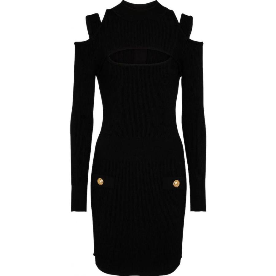 代引不可 バルマン Balmain レディース ワンピース ミニ丈 ワンピース ドレス Cutout Ribbed Knit Minidress Noir 正規品 Www Gran Gusto It