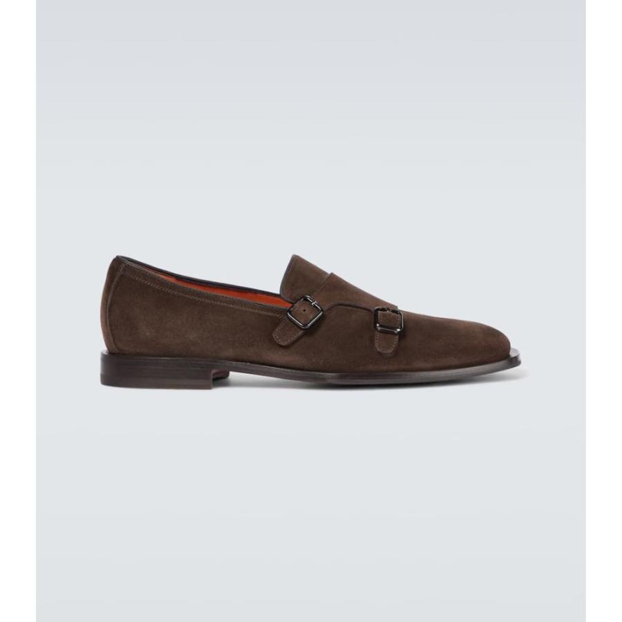 サントーニ Santoni レディース ローファー オックスフォード ダブルモンクストラップ シューズ 靴 Strap Double Monk ダブル モンクストラップ レディースファッション Strap Suede Loafers Brown Hb4 P フェルマート Fermart 3号店