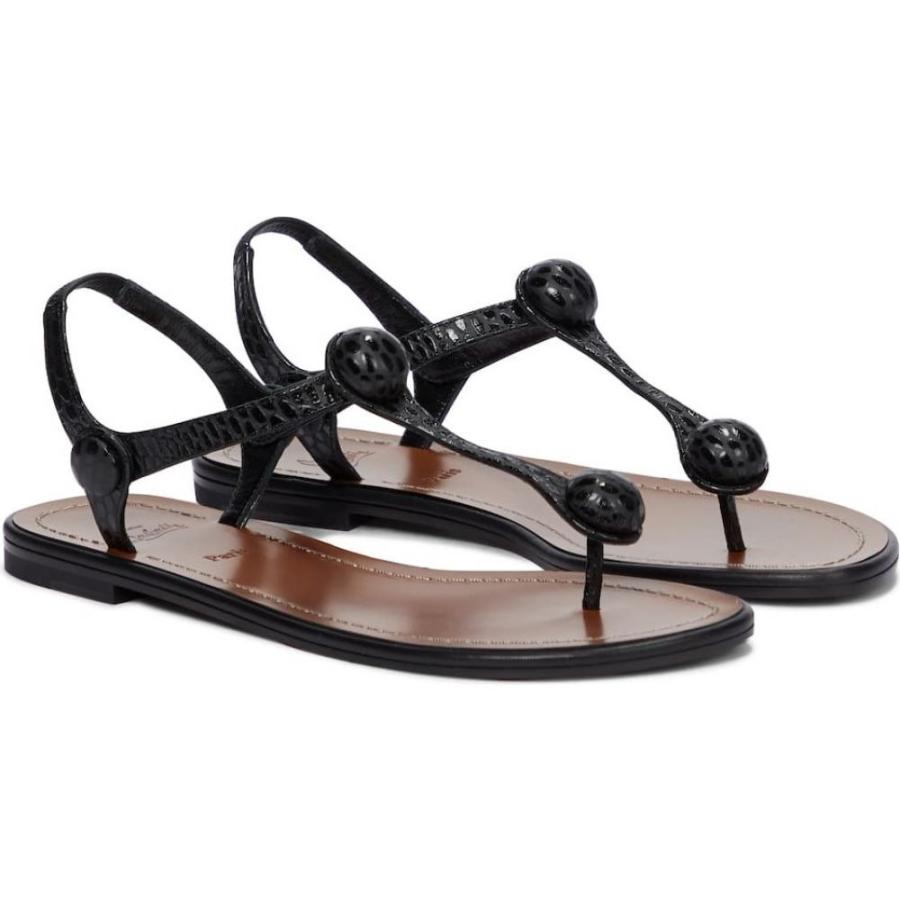 正規取扱店 クリスチャン ルブタン Christian Louboutin レディース サンダル ミュール ビーチサンダル シューズ 靴 Planet Ball Leather Thong Sandals Black 全国宅配無料 Skylanceronline Com