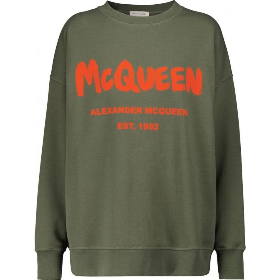 速くおよび自由な アレキサンダー Mcqueen Alexander マックイーン Khaki Orange Sweatshirt Cotton Logo トップス スウェット トレーナー レディース Mcqueen Alexander マックイーン アレキサンダー トップス Zinziraup Com
