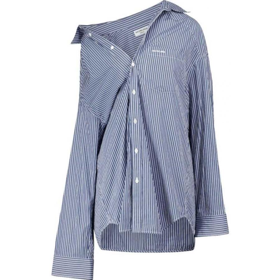 バレンシアガ Balenciaga レディース ブラウス・シャツ トップス Striped cotton shirt Blue  :hb4-p00579732:フェルマート fermart 3号店 - 通販 - Yahoo!ショッピング
