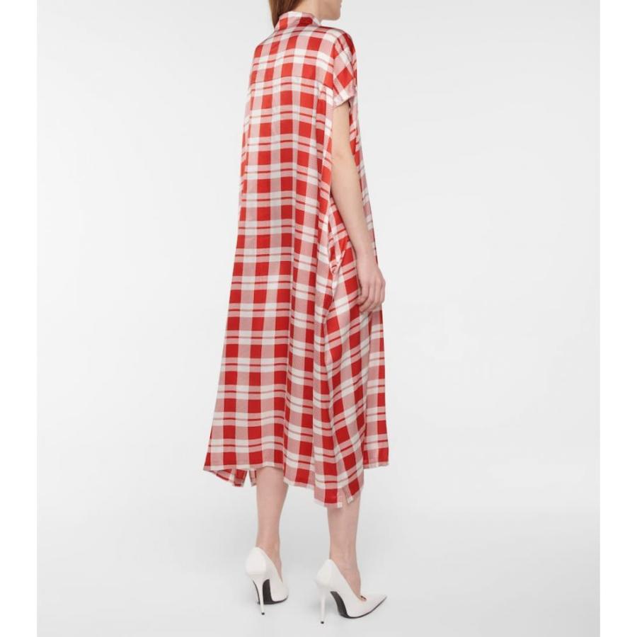 すぐったレディース福袋 バレンシアガ Balenciaga ワンピース Red White Dress Midi Shirt Silk Checked ワンピース ドレス ミドル丈 ワンピース レディース Balenciaga バレンシアガ レディース ワンピース チュニック