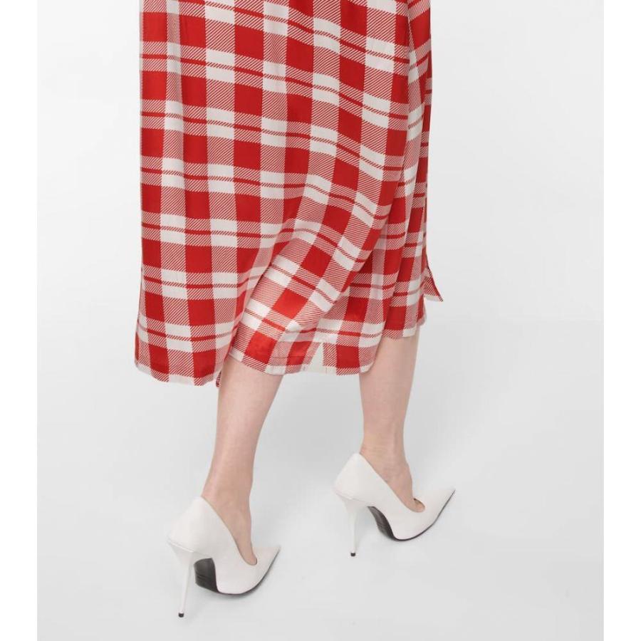 すぐったレディース福袋 バレンシアガ Balenciaga ワンピース Red White Dress Midi Shirt Silk Checked ワンピース ドレス ミドル丈 ワンピース レディース Balenciaga バレンシアガ レディース ワンピース チュニック