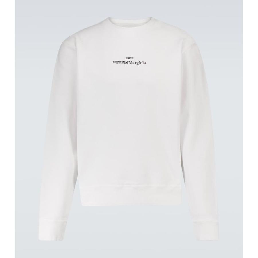 品質満点 メゾン マルジェラ Emb Whiteblack Sweatshirt Logo Down Upside トップス スウェット・トレーナー メンズ Margiela Maison トレーナー