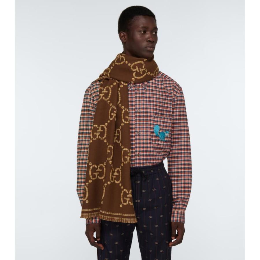 男の子向けプレゼント集結 グッチ Gucci Brown Beige Scarf Jacquard Wool Gg マフラー スカーフ ストール メンズ マフラー サイズ Onesize Www Oroagri Eu