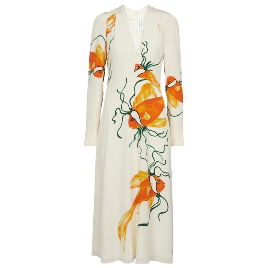超人気 Victoria ベッカム ヴィクトリア ワンピース ベッカム ヴィクトリア Beckham Victoria Beckham Aw Orange Cream Dress Midi Silk Printed ワンピース ドレス ミドル丈 ワンピース レディース ワンピース チュニック
