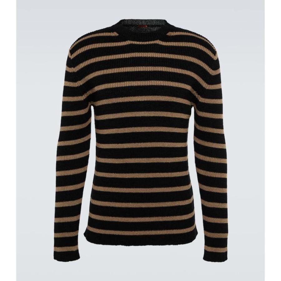 【人気商品！】 バレナ Barena Venezia メンズ ニット・セーター トップス Biba Senal striped linen and cotton sweater Nero ニット、セーター