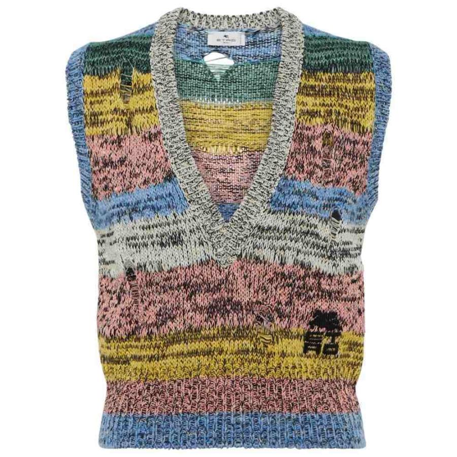 エトロ Etro レディース ベスト・ジレ トップス Space-Dyed Cropped Sweater Vest Multicolor 前開き