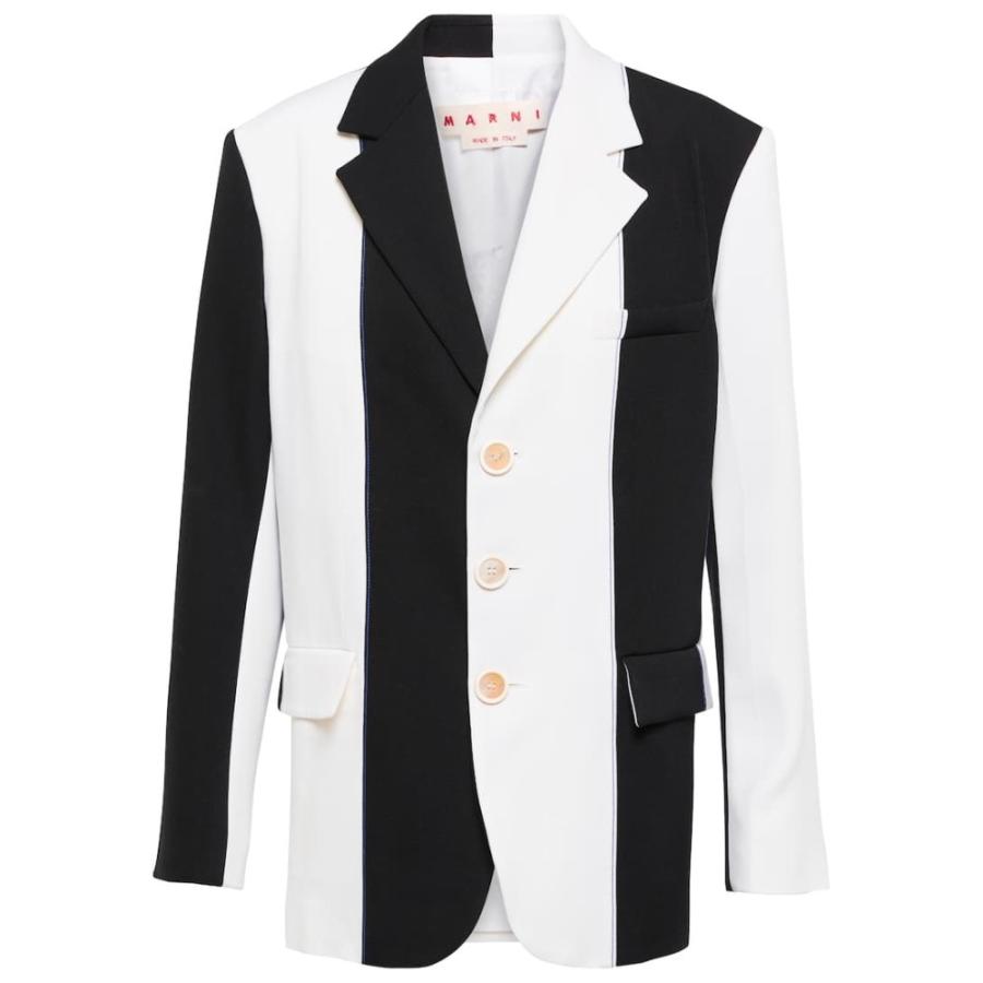 【待望★】 マルニ Marni White Black Blazer Wool Virgin Colorblocked アウター スーツ・ジャケット レディース テーラード、ブレザー
