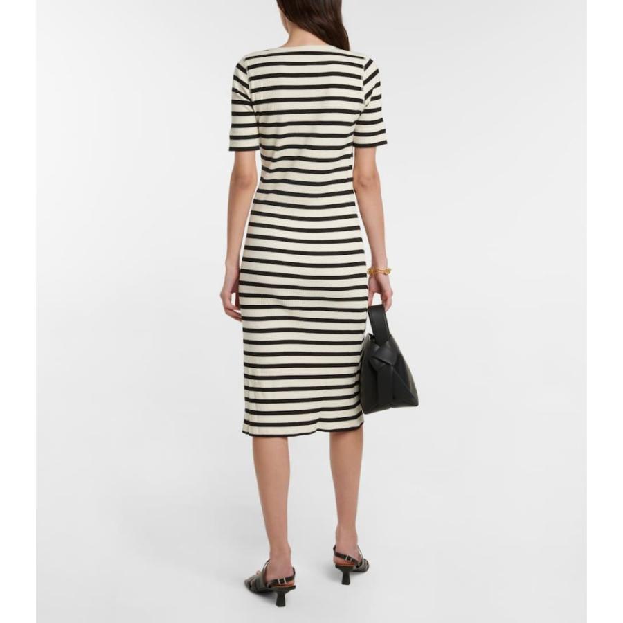安価 Ganni ガニー レディース Black Dress Midi Cotton Blend Ribbed Knit Striped ワンピース ドレス ミドル丈 ワンピース ワンピース サイズ Xs Www Gatorheatandair Com