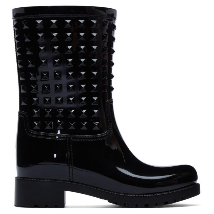 ヴァレンティノ Valentino Rockstud レインシューズ ブーツ ファッション レディース レインシューズ 長靴 シューズ 靴 Black Garavani Tonal Boots Rockstud Fermart 3号店 Rain Black Hc f フェルマート ライセンス販売