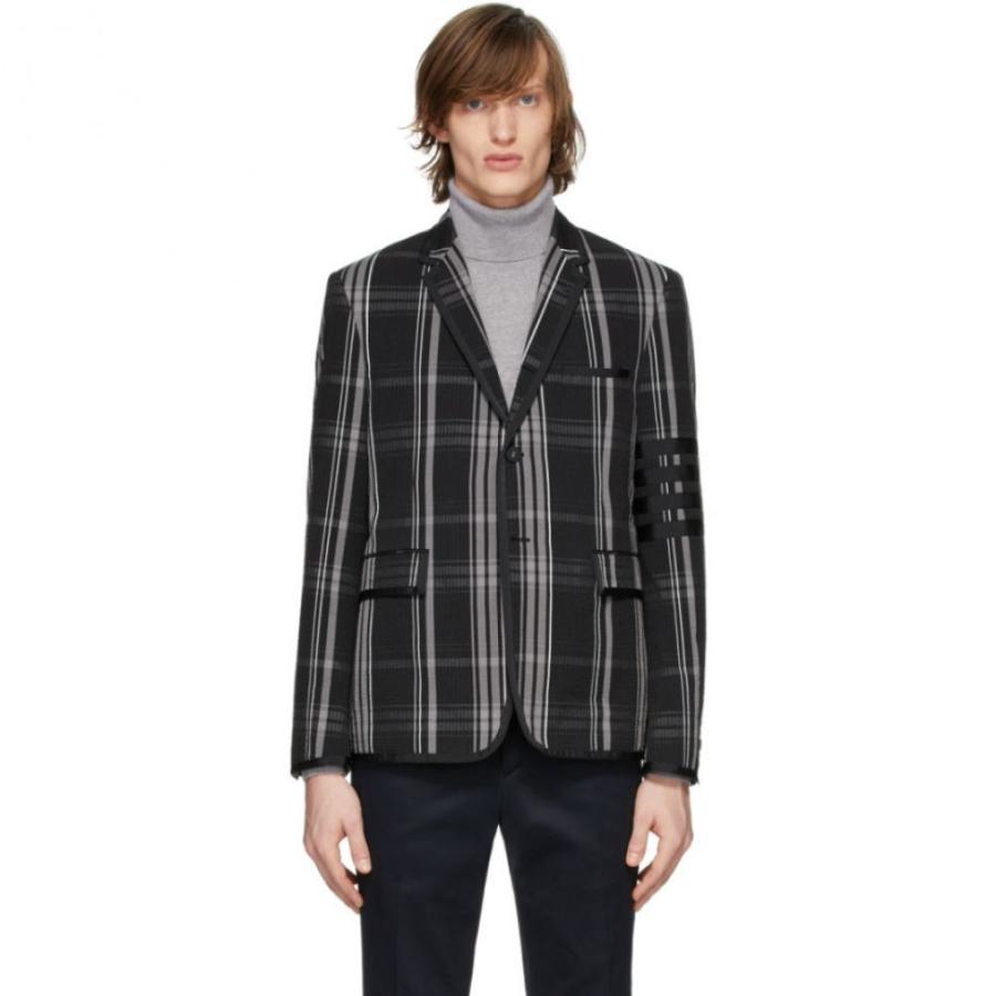 トム ブラウン Thom Browne メンズ スーツ ジャケット アウター Black Seersucker Plaid Classic Blazer Black Sesapreunion Re