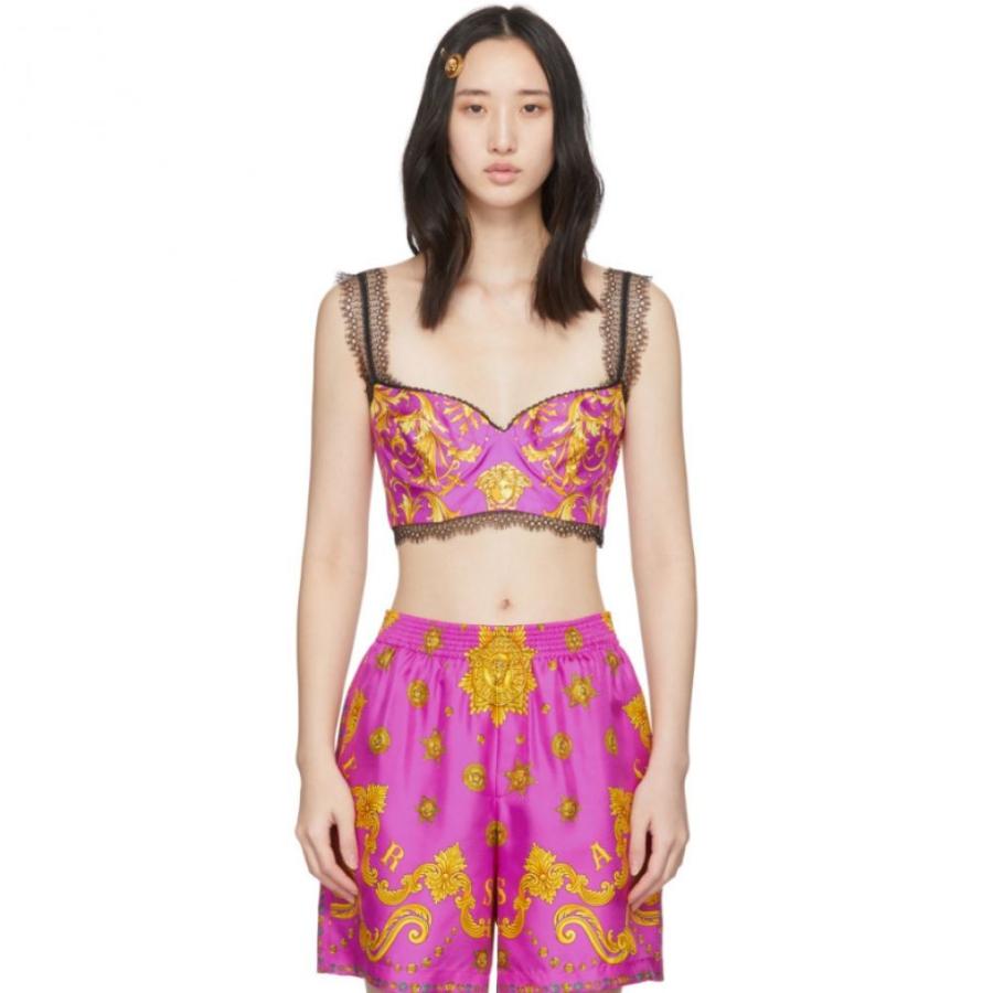 ヴェルサーチ Versace レディース タンクトップ トップス Pink Foulard