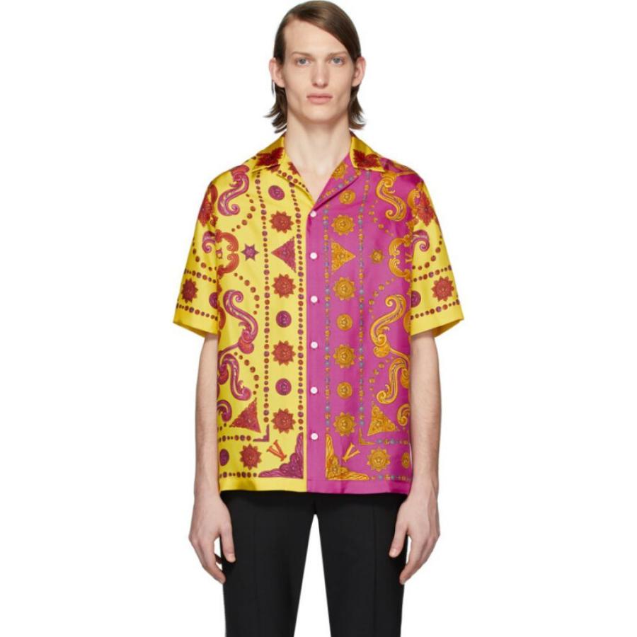 ヴェルサーチ Versace メンズ シャツ ウエスタンシャツ トップス Yellow Pink Silk Barocco Western Shirt Yellow Pink Supersport Tn