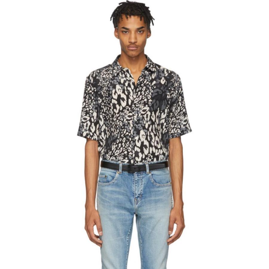 イヴ サンローラン Saint Laurent メンズ シャツ トップス Black Grey Silk Leopard Shirt Black Www Alliance Gloves Ru