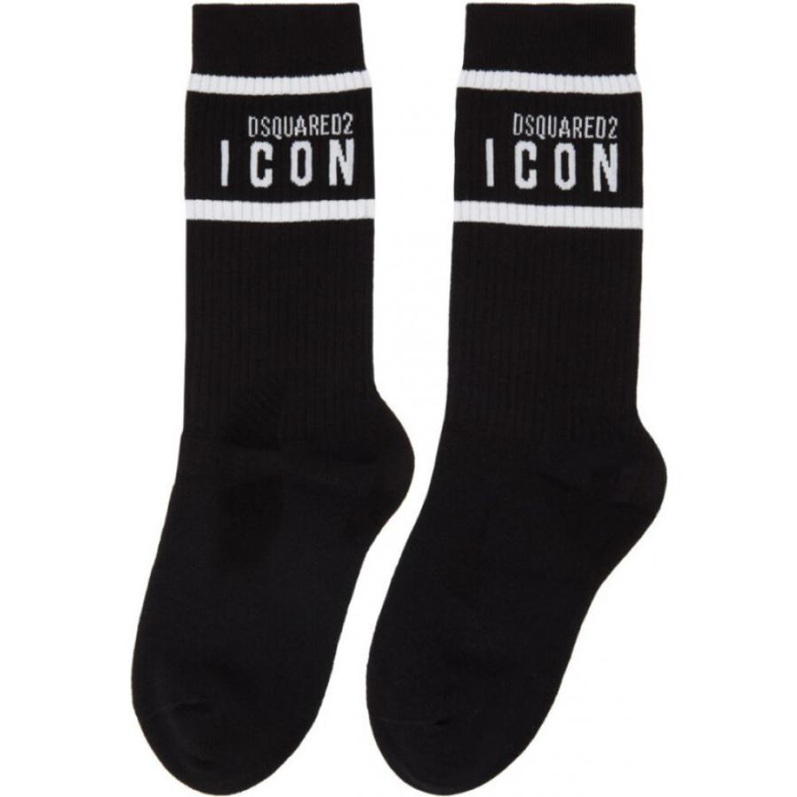 安い購入 テニス メンズ Dsquared2 ディースクエアード メンズ テニス用品 ディースクエアード Dsquared2 ソックス Black White Socks Tennis Icon Black テニス