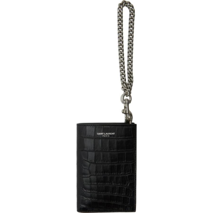 人気のクリスマスアイテムがいっぱい メンズ Laurent Saint サンローラン イヴ メンズ 財布 サンローラン イヴ Laurent Saint 財布 Black Wallet Chain Logo Croc Black 財布 Albinofoundation Org