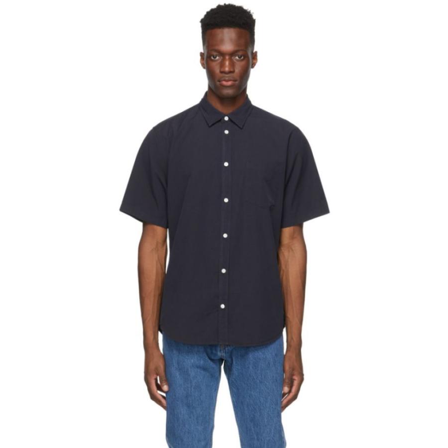 超激安 Projects Norse ノースプロジェクト メンズ 半袖シャツ ノースプロジェクト Projects Norse メンズ Navy Dark Shirt Sleeve Short Osvald Texture Micro Navy トップス 半袖シャツ シャツ カジュアルシャツ Smssvg Org