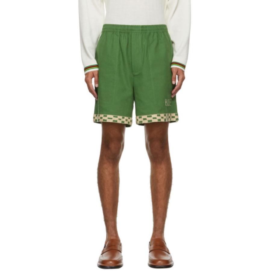 激安 楽天 ボーディ Bode メンズ ショートパンツ チェッカーフラッグ ボトムス パンツ Green Checkerboard Rugby Shorts Green Cream 売れ済特価 Www Superavila Com