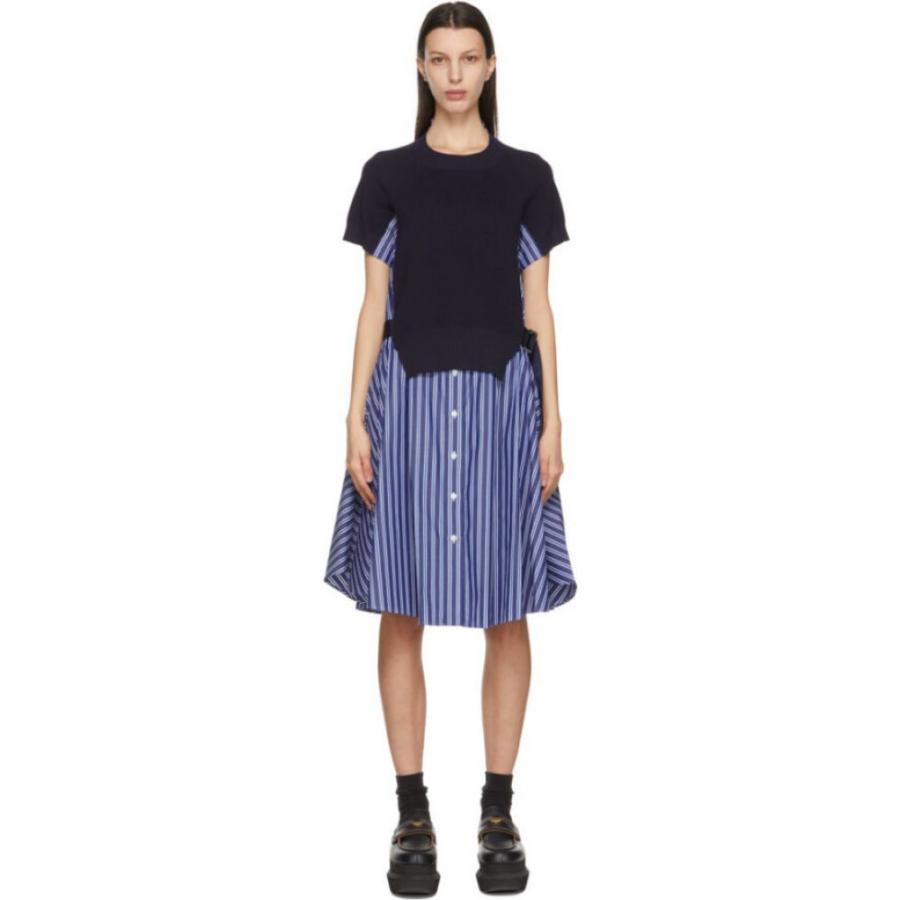 サカイ Sacai レディース ワンピース ワンピース ドレス Navy Blue Stripe Knit Panel Dress Navy Stripe Hc f フェルマート Fermart 3号店 通販 Yahoo ショッピング