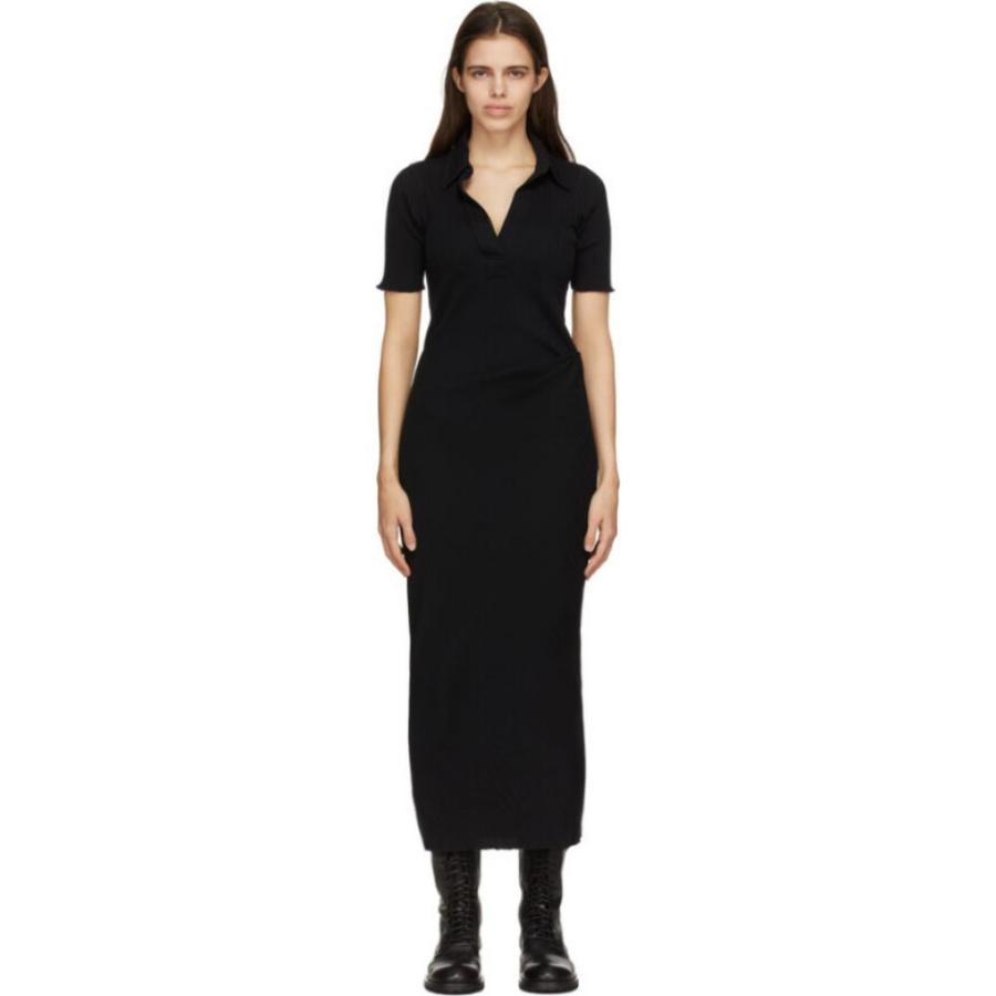保障できる ヘルムート レディース ワンピース ラング ヘルムート Lang Helmut ラング Black Basalt Dress Mid Length Polo Knit Rib Black ワンピース ドレス ポロ ワンピース レディース Lang Helmut ワンピース チュニック