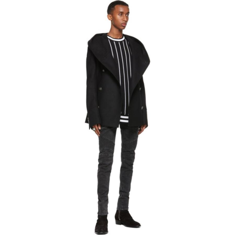 当店の記念日 アウター メンズ コート バルマン Balmain バルマン Black Coat Pea Hooded Wool Black アウター フード ピーコート コート メンズ Balmain コート アウター