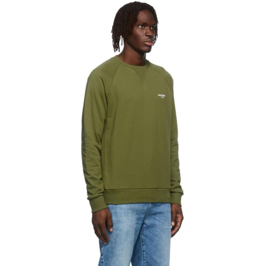 話題の行列 スウェット トレーナー メンズ Balmain バルマン トップス メンズ スウェット トレーナー バルマン Balmain トップス Khaki Sweatshirt Logo Green トップス Albinofoundation Org