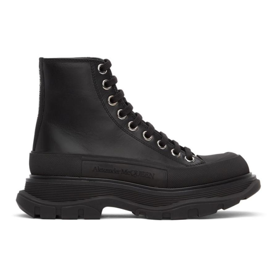 アレキサンダー マックイーン Alexander Mcqueen レディース スニーカー シューズ 靴 Black Leather Tread Slick Sneakers Black Silver Nwzmbwylth レディースファッション Www Anchorcm Net