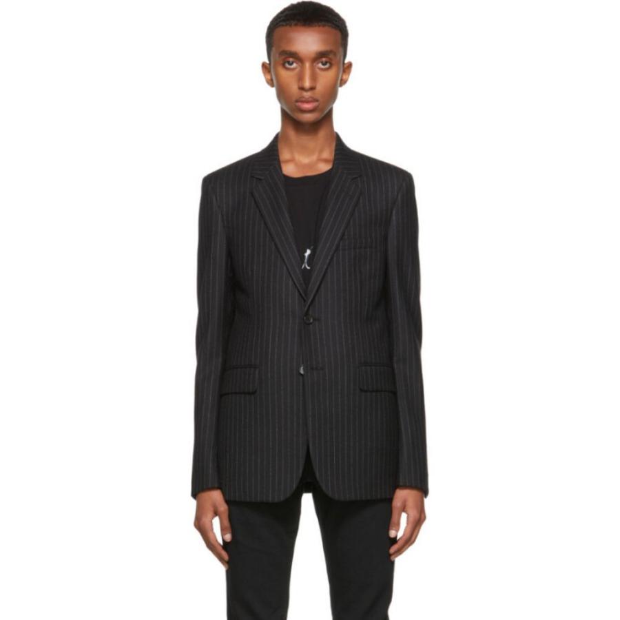 【福袋セール】  サンローラン Saint Laurent メンズ スーツ・ジャケット アウター Black Flannel Rive Gauche Stripe Blazer Black/White ビジネスジャケット