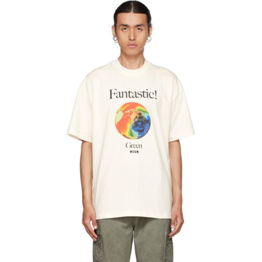 楽ギフ 包装 Off White トップス Tシャツ メンズ Msgm エムエスジーエム トップス メンズ Tシャツ エムエスジーエム Msgm Fantastic Cream T Shirt Green Tシャツ カットソー